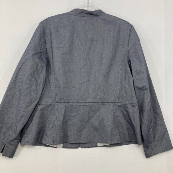 Talbots size 16 Gray Collarless Cotton Jacket Blazer Office Career Business - Picture 10 of 11